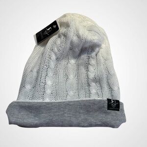 NWT Beanie Hat Forbusite White Cable Knit Beanie Grey Interior
